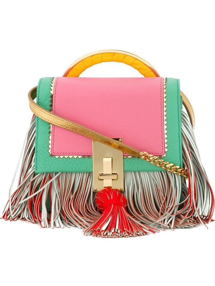 The Volon Colour Block Fringed Crossbody Bag
