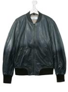 John Galliano Kids - Teen Leather Bomber Jacket - Kids - Cotton/sheep Skin/shearling/polyester - 16 Yrs, Boy's, Grey