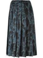 Comme Des Garçons Mottled Print Pleated Skirt, Women's, Size: Small, Green, Polyester