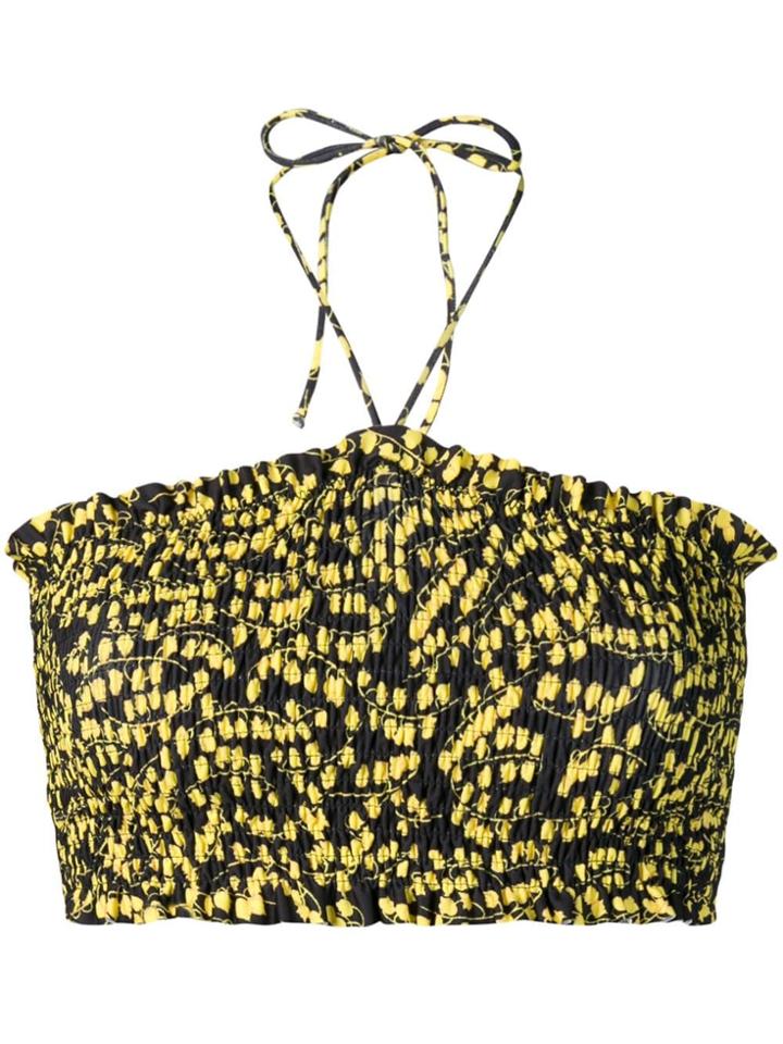 Ganni Plisse Ribbed Bikini Top - Yellow