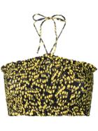 Ganni Plisse Ribbed Bikini Top - Yellow