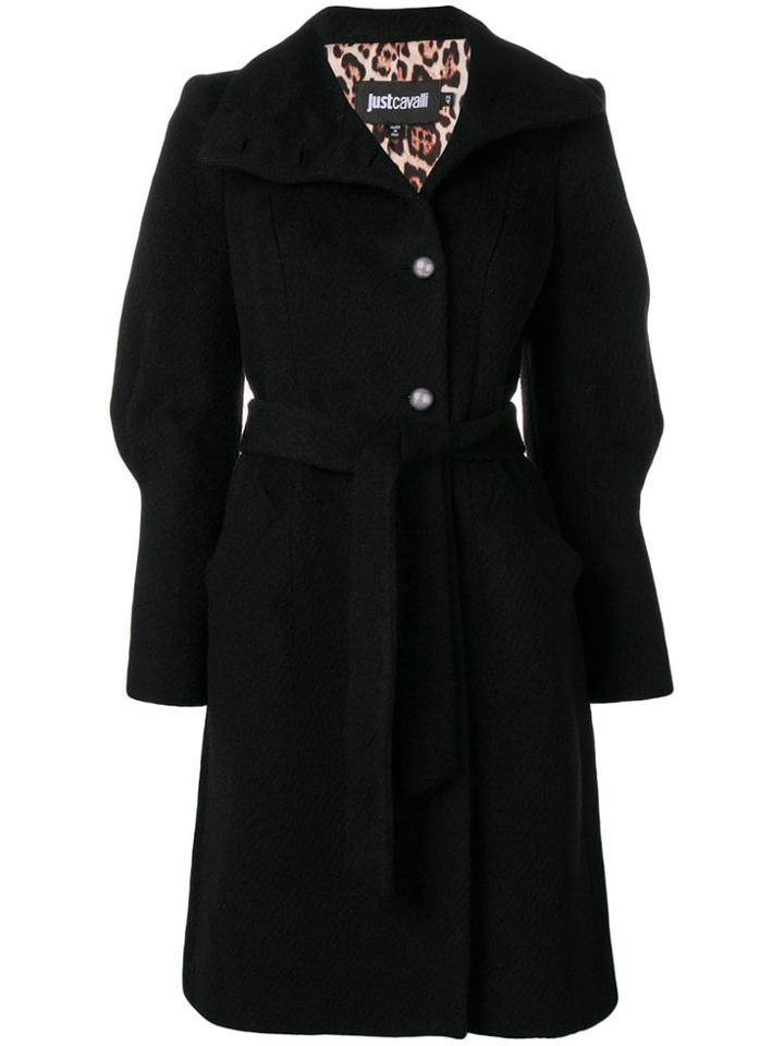 Just Cavalli Leg Of Mutton Midi Coat - Black