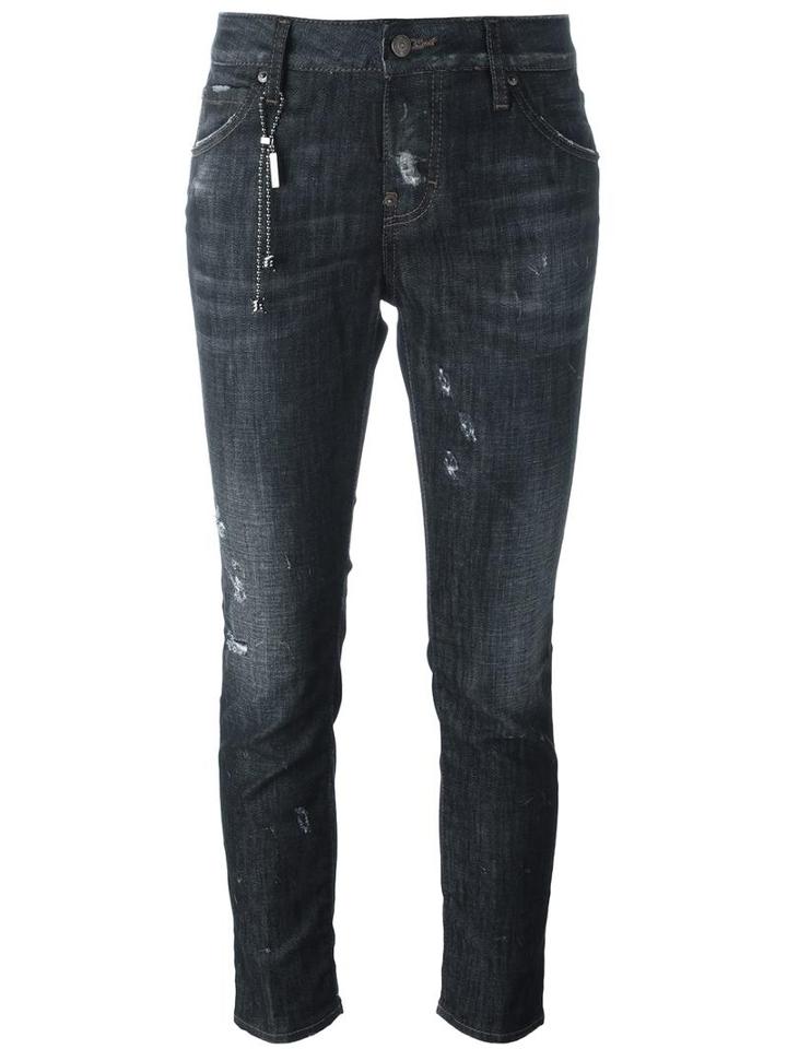 Dsquared2 Cool Girl Chain Trim Jeans, Size: 38, Black, Cotton/spandex/elastane