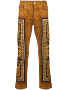 Versace Leopard Slim-fit Trousers - Gold