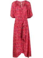 Saloni Printed Midi Dress - Red