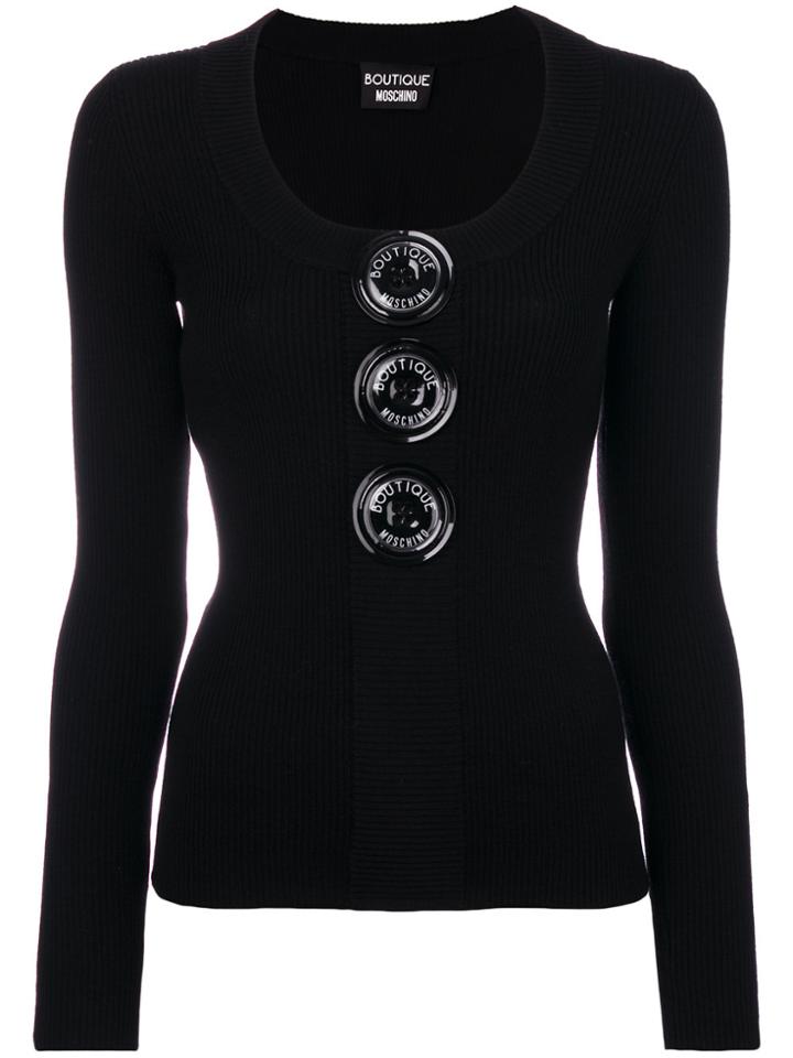 Boutique Moschino Oversized Button Jumper - Black