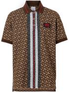 Burberry Monogram Stripe Print Cotton Oversized Polo Shirt - Brown