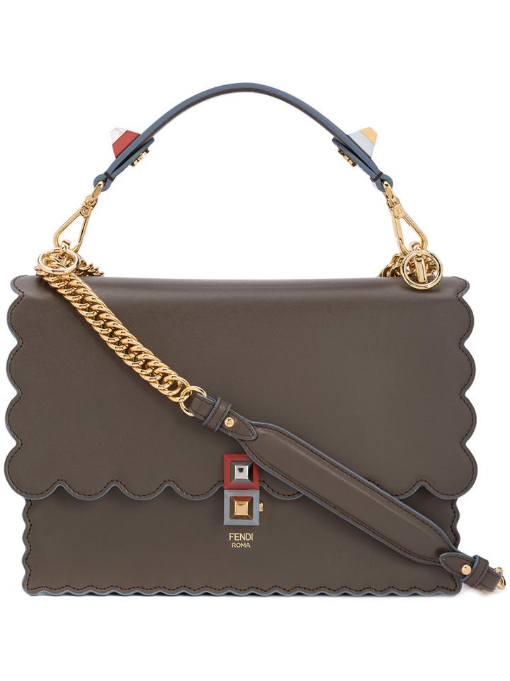 Fendi - Scalloped Kan I Shoulder Bag - Women - Leather - One Size, Brown, Leather