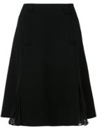 Oscar De La Renta Chiffon Detail Buttoned Mini Skirt - Black