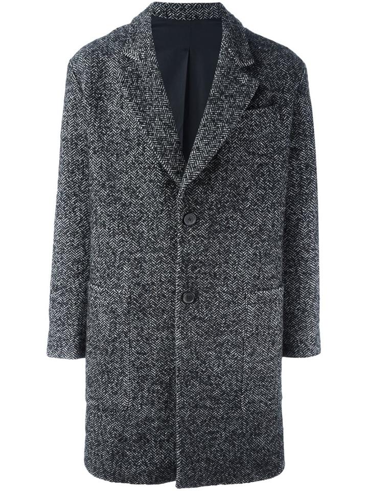 Ami Alexandre Mattiussi Tweed Coat, Men's, Size: 46, Black, Cotton/acrylic/polyamide/wool
