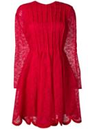 Valentino Floral Lace Skater Dress - Red