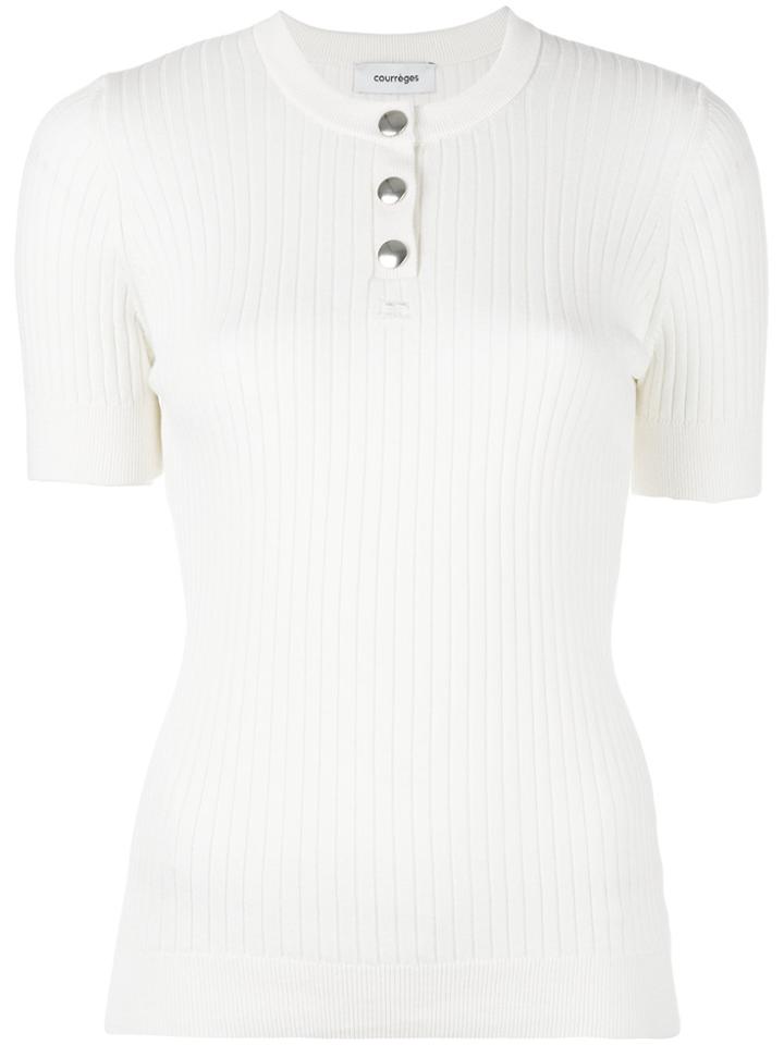 Courrèges Ribbed Detail Knitted Top - White