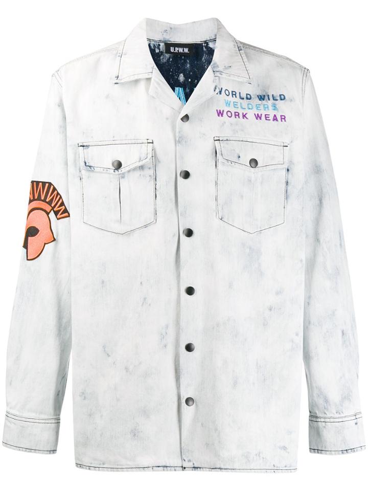 U.p.w.w. Embroidered Patch Denim Shirt - Blue