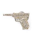 Yves Saint Laurent Vintage Embellished Gun Brooch, Women's, Metallic