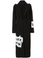 Yohji Yamamoto Multi-print Long Coat, Women's, Size: Ii, Black, Cotton/polyurethane/wool