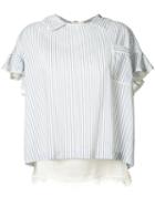 Sacai Striped Blouse, Women's, Size: 1, White, Cupro/nylon/polyester