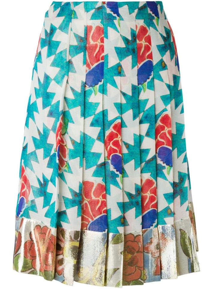 Chanel Vintage Floral Print Pleated Skirt - Multicolour