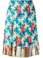 Chanel Vintage Floral Print Pleated Skirt - Multicolour
