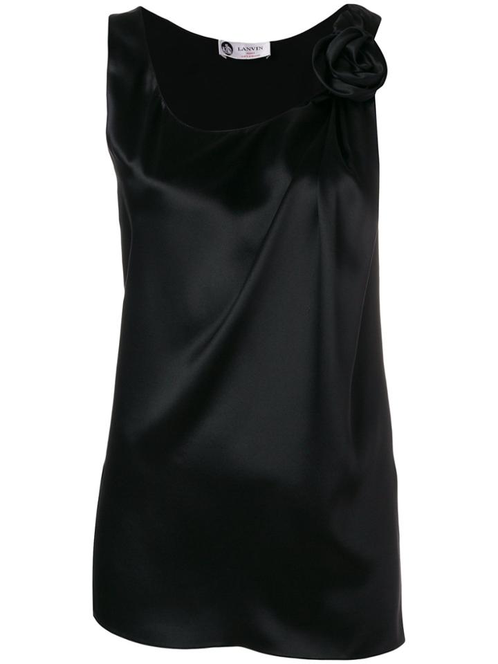 Lanvin Rose Appliqué Blouse - Black