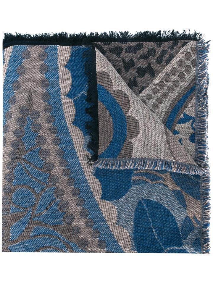 Etro Fringed Hem Scarf, Women's, Grey, Cotton/modal/wool