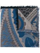 Etro Fringed Hem Scarf, Women's, Grey, Cotton/modal/wool