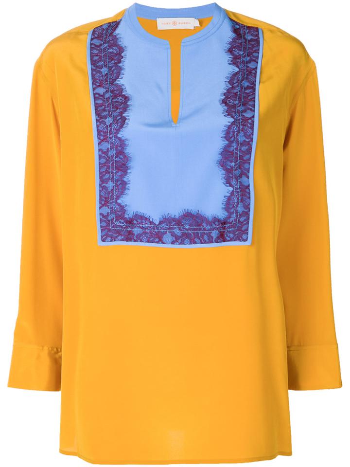 Tory Burch Lace Panel Blouse - Yellow & Orange
