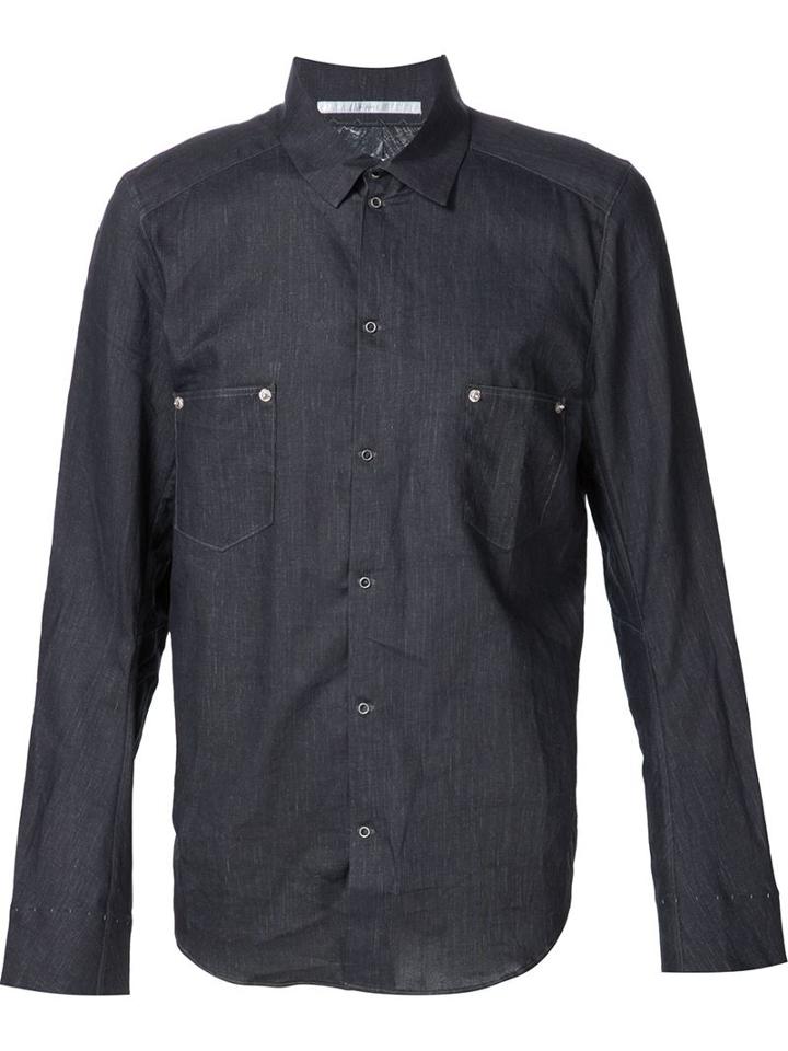 Taichi Murakami 'dungaree' Button Up Shirt, Men's, Size: 6, Blue, Linen/flax
