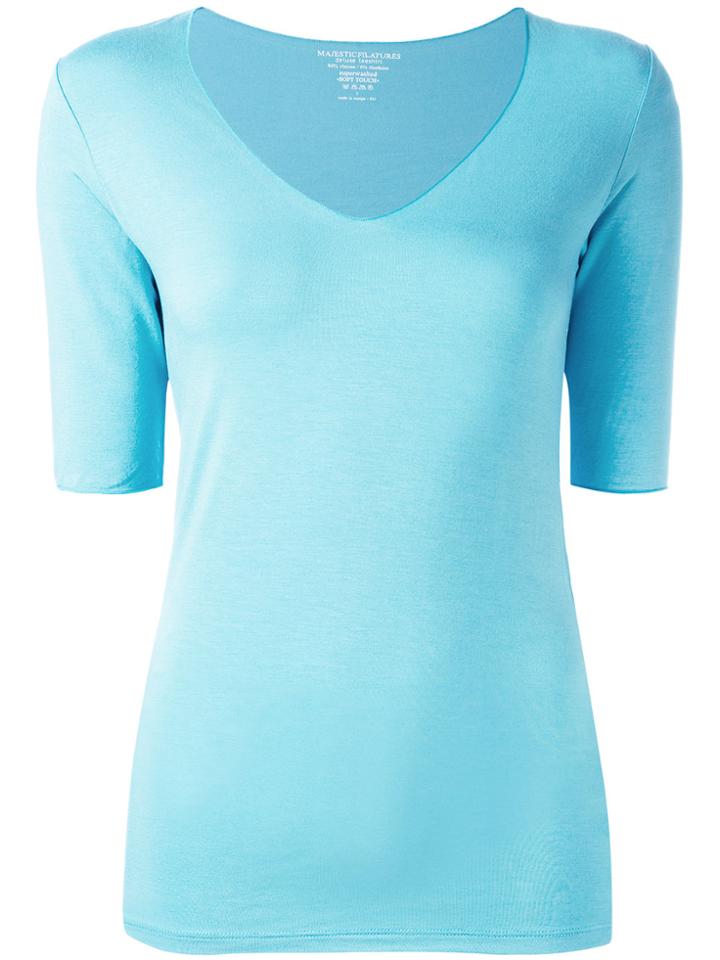 Majestic Filatures V-neck Slim-fit Blouse - Blue