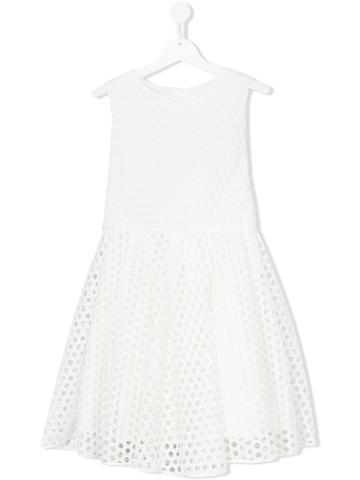 Elsy Embroidered Panel Dress - White