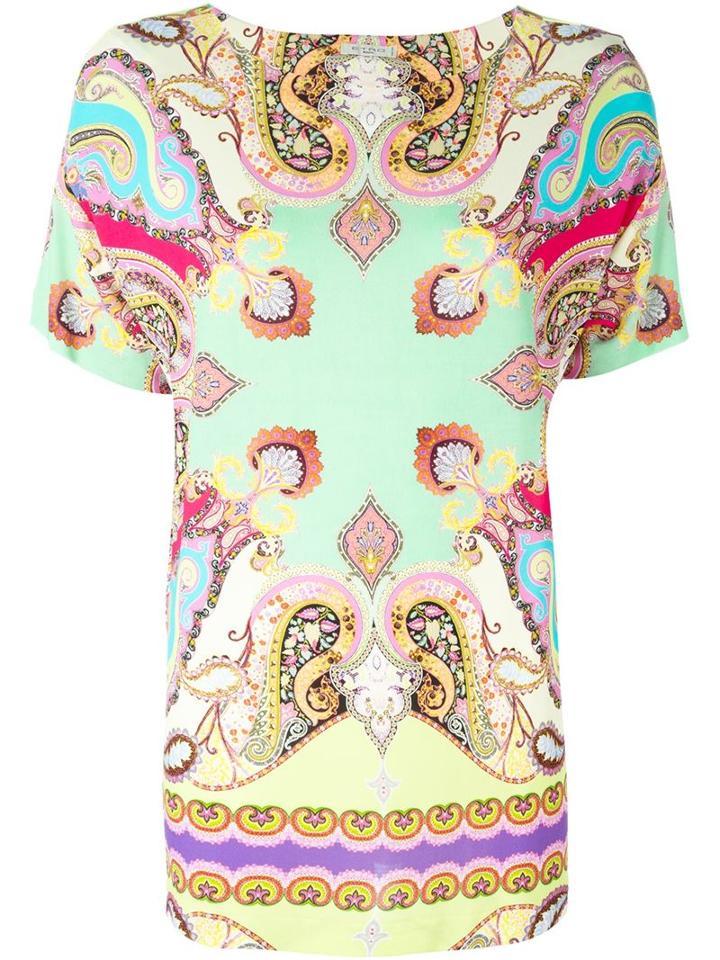 Etro Paisley Printed Boat Neck Long T-shirt