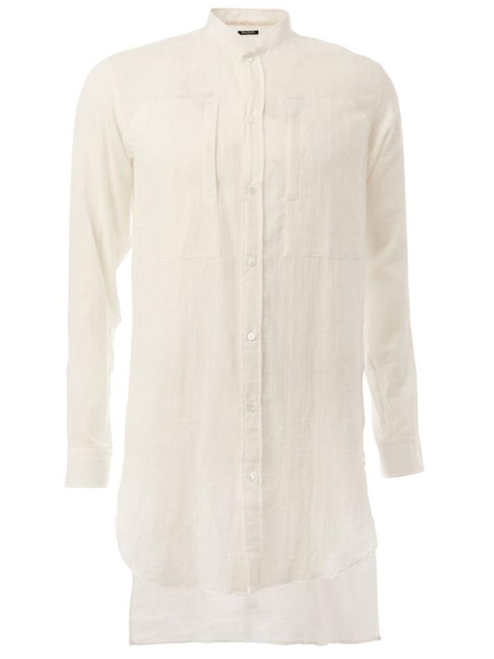 Balmain Mandarin Collar Shirt, Men's, Size: 40, White, Cotton