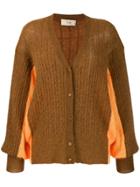 Maison Flaneur Oversized Two-tone Cardigan - Brown