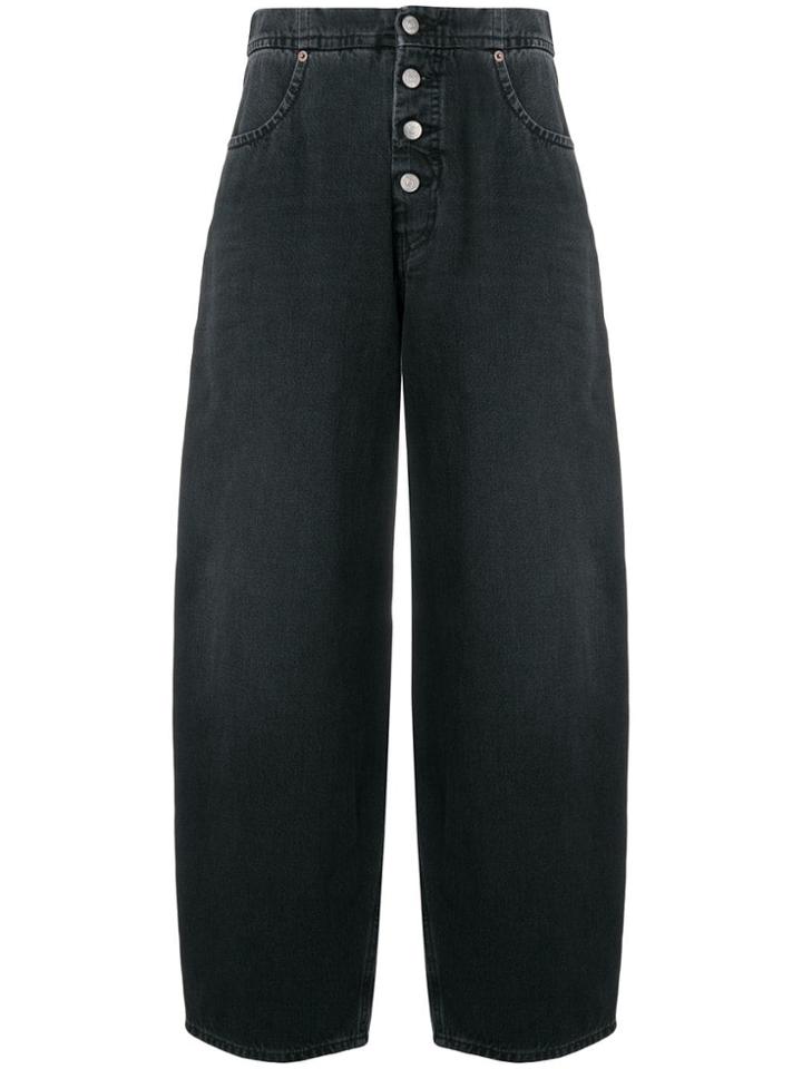 Mm6 Maison Margiela High Waisted Wide Leg Jeans - Black