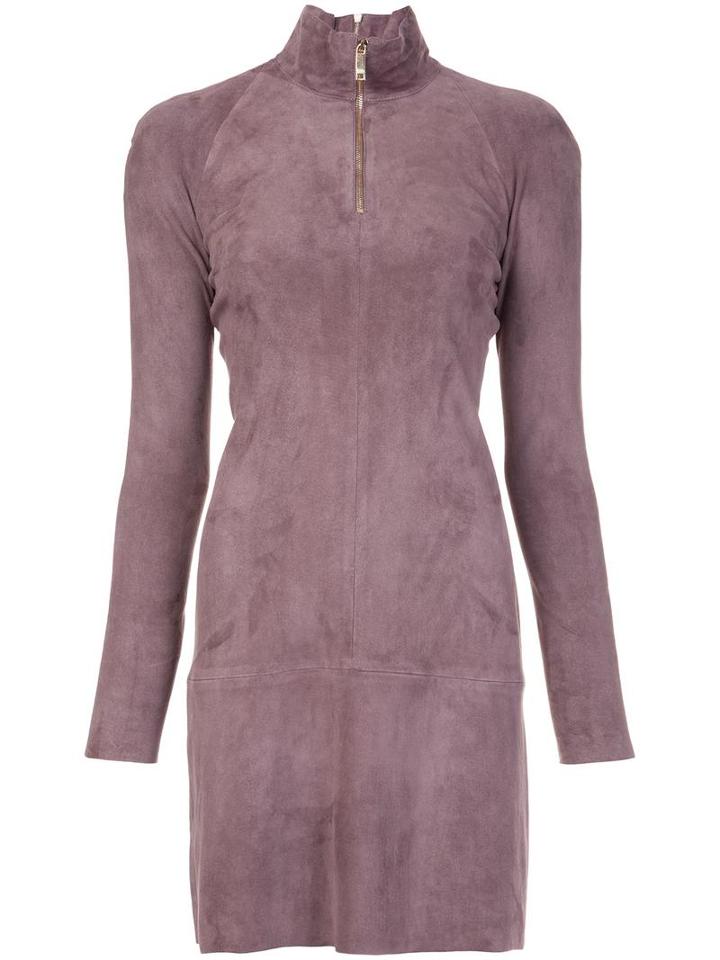 Jitrois Longsleeved Zipped Neck Dress, Women's, Size: 36, Brown, Suede