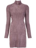 Jitrois Longsleeved Zipped Neck Dress, Women's, Size: 36, Brown, Suede