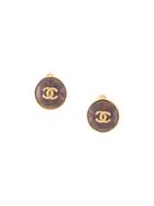Chanel Pre-owned Round Stones Cc Earrings - Purple