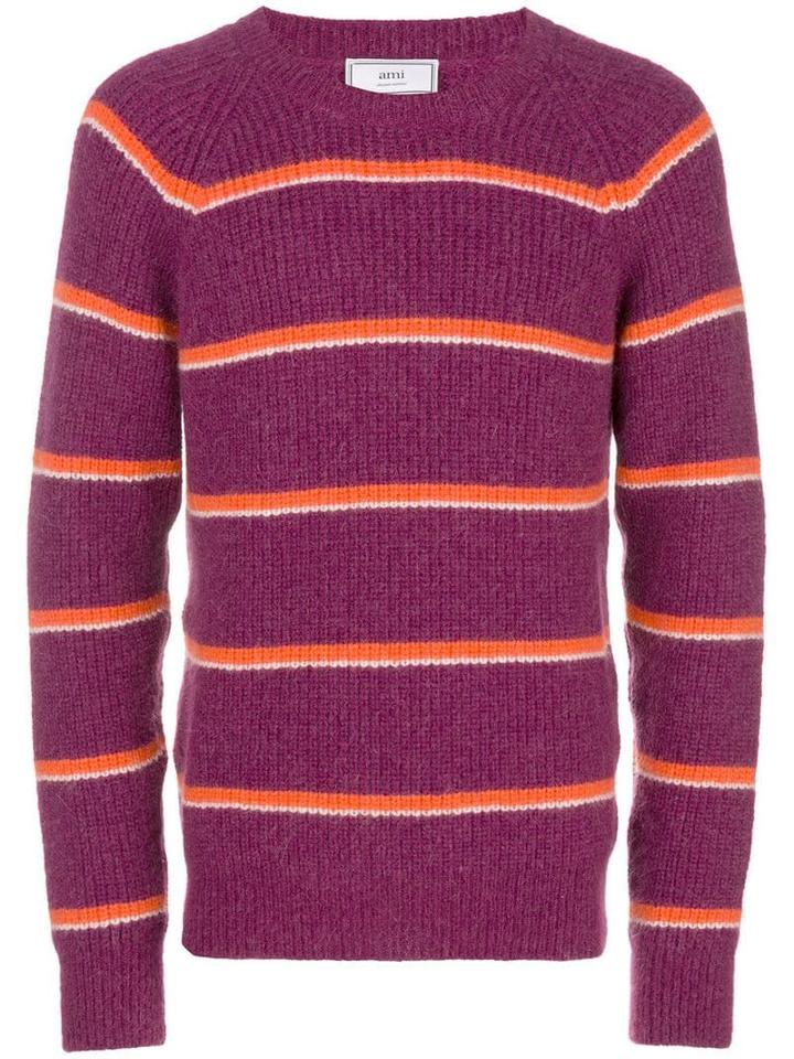 Ami Paris Striped Crewneck Sweater - Pink