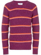 Ami Paris Striped Crewneck Sweater - Pink