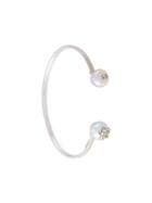 Carolina Bucci 18kt White Gold 'superstellar' Pearl And Pavé White Diamond Bangle, Women's, Size: Large, Metallic