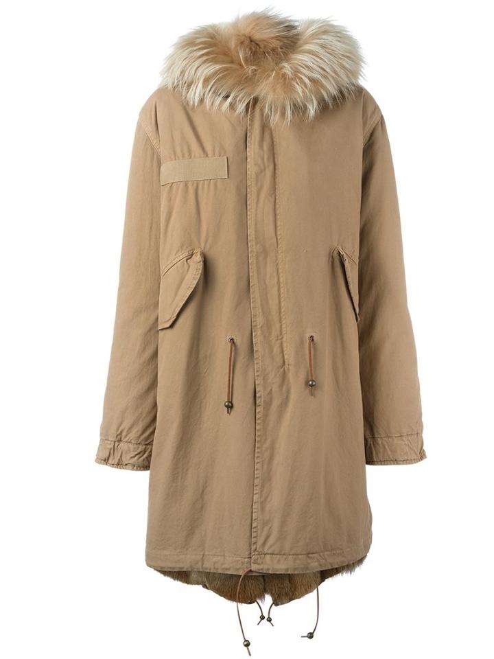 Mr & Mrs Italy Fur Collar Parka, Women's, Size: Medium, Nude/neutrals, Cotton/lamb Skin/coyote Fur/racoon Fur