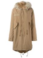 Mr & Mrs Italy Fur Collar Parka, Women's, Size: Medium, Nude/neutrals, Cotton/lamb Skin/coyote Fur/racoon Fur