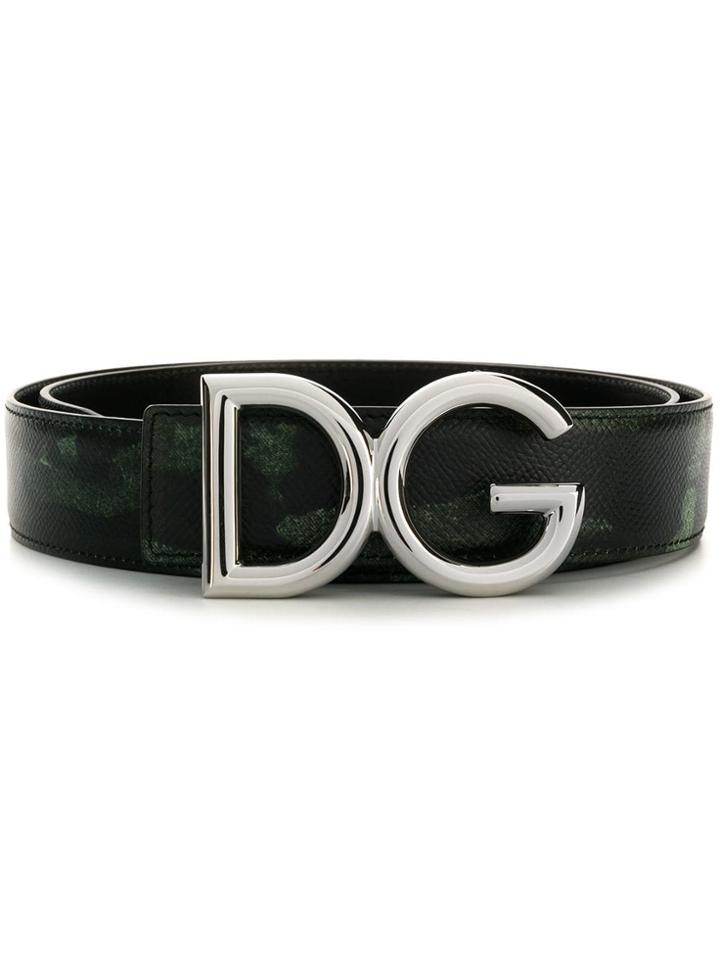 Dolce & Gabbana Camouflage Logo Buckle Belt - Green