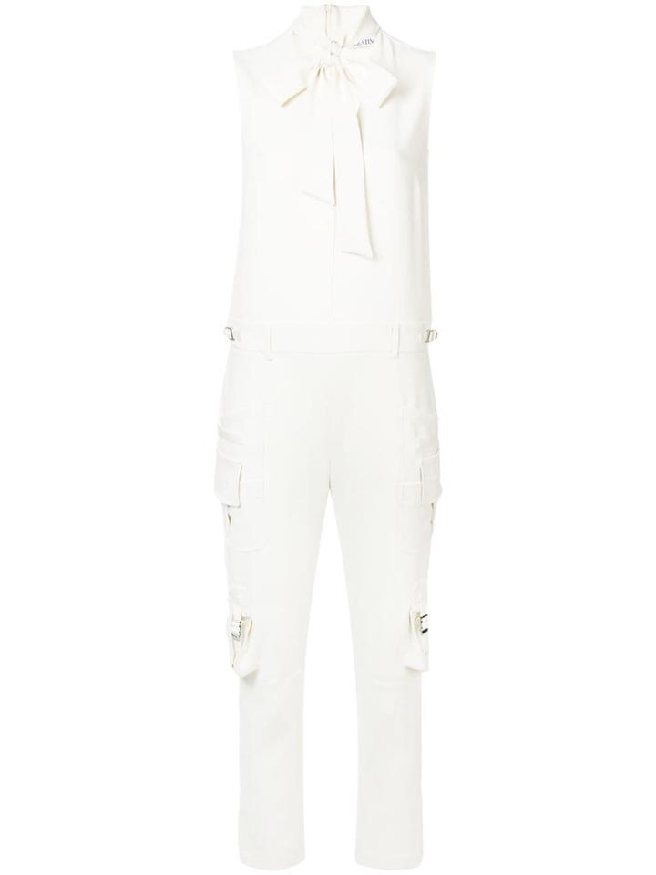 Red Valentino Pussy Bow Cargo Jumpsuit - White