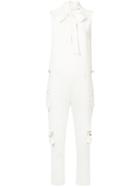 Red Valentino Pussy Bow Cargo Jumpsuit - White