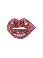 Ermanno Scervino Embellished Lips Brooch - Red