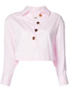 Khaite - Cropped Poplin Shirt - Women - Cotton - Xs, Pink/purple, Cotton