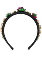 Dolce & Gabbana Rose And Rhinestone Embellished Headband - Black