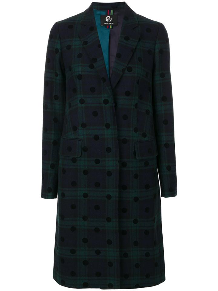 Ps By Paul Smith Tartan Button Up Coat - Green