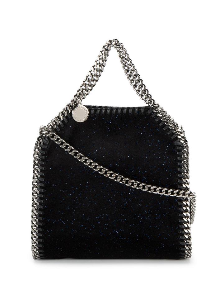 Stella Mccartney - Tiny Falabella Glitter Shoulder Bag - Women - Velvet/metal - One Size, Black, Velvet/metal