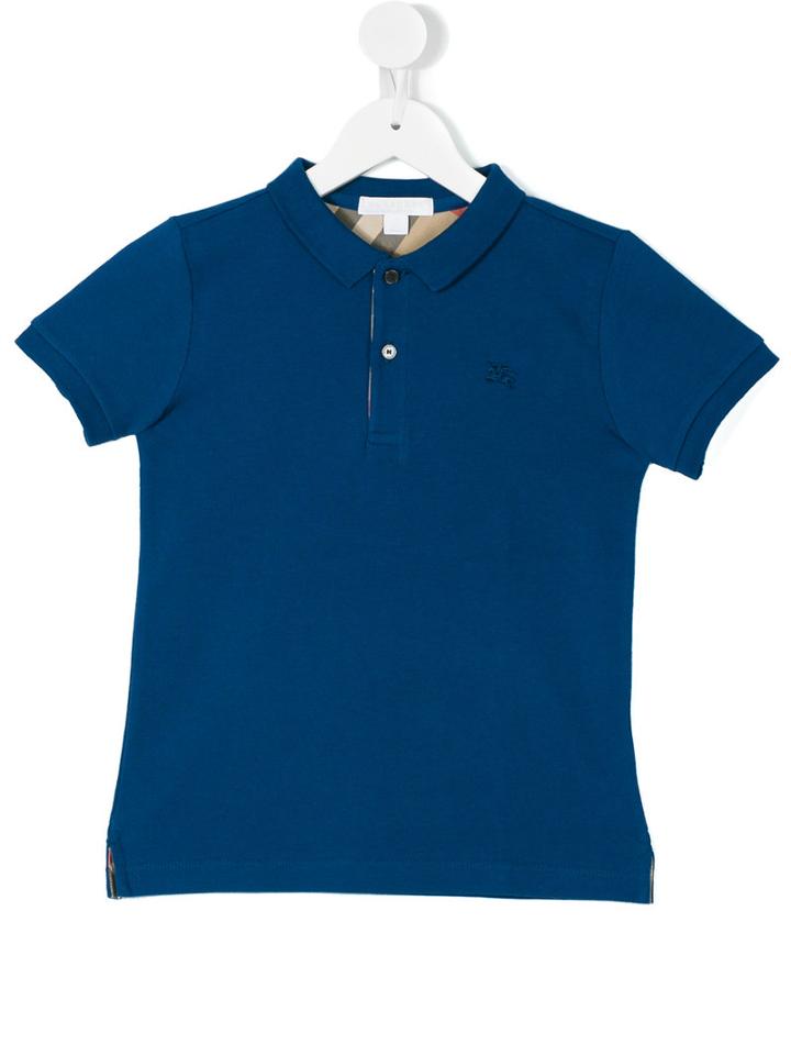 Burberry Kids - Embroidered Logo Polo Shirt - Kids - Cotton - 8 Yrs, Blue